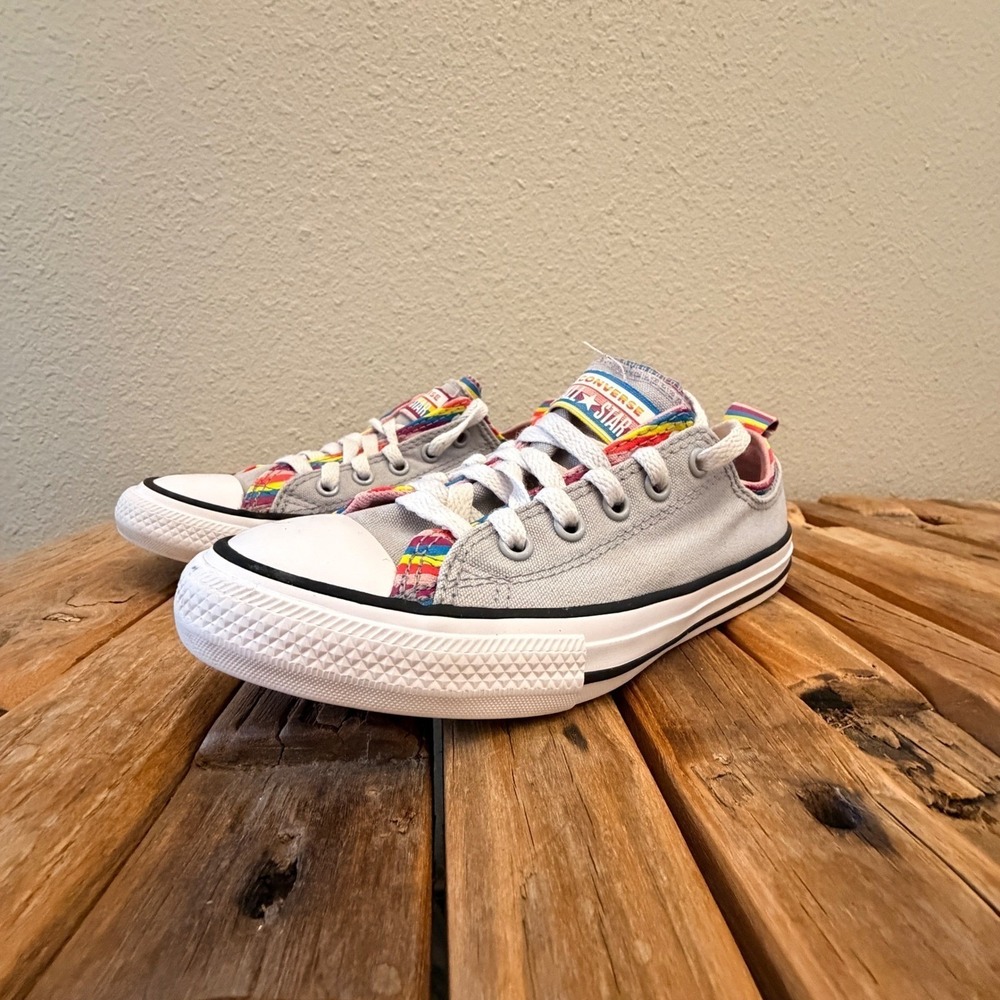 Converse Chuck Taylor All Star Size 2 Grey Rainbow Low Top Sneakers 669818F